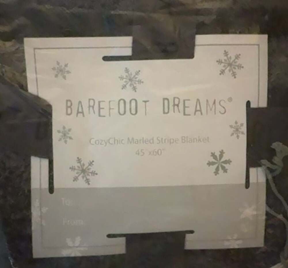 Barefoot Dreams CozyChic Marled Stripe Blanket Graphite Carbon 45"x60" (NWT)
